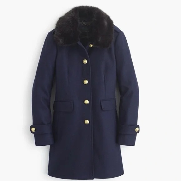 J. Crew Dark Blue Pea Coat With Gold Accents